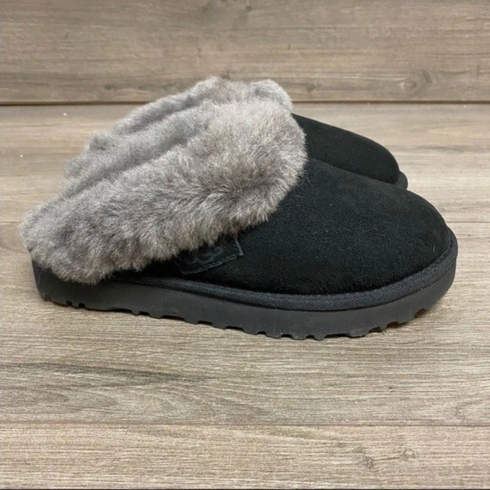 UGG Scuffette II Suede Slipper With Fur Trim Dark Green Women's Size 9
